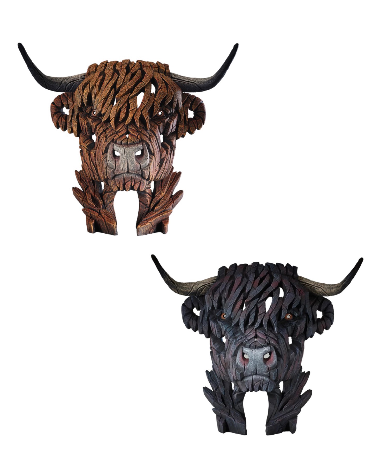 Edge Sculpture Highland Cow Bust Black or Brown North Coast