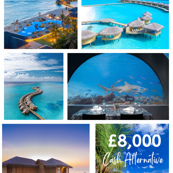 Ultimate 5* All Inclusive Maldives holiday for 2 & £1,000 spending money or £8,000 Cash